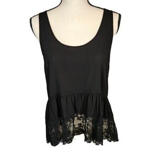 BP Lace Bottem Tank, Black, Large